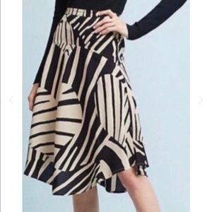 Anthropologie Maeve Zebra Print Midi Skirt in Tan/Black Size 10